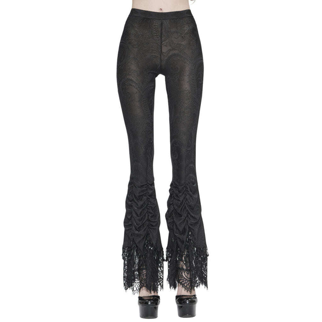 Gothic Sheer Lace Flare Pants