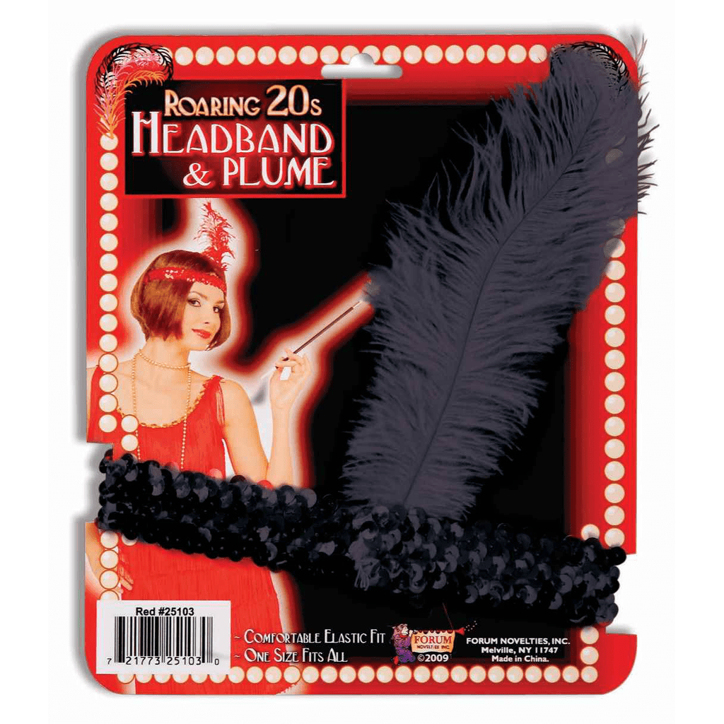 Roaring 20's Black Sequin Adult Flapper Headband