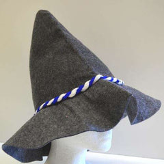 Oktoberfest Hillbilly Hat - Gray w/Blue and White Braided Rope