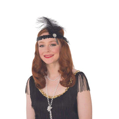 Roaring 20's Black Jeweled Flapper Headband