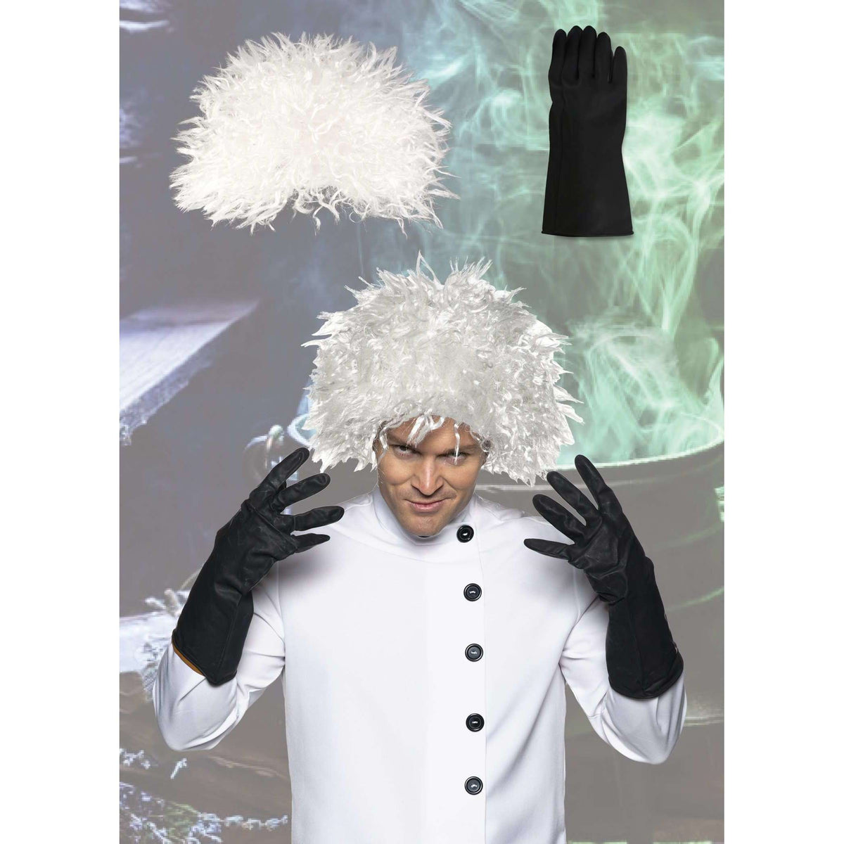 Mad Doctor Accessory Kit w/ Black Gloves & White Wig