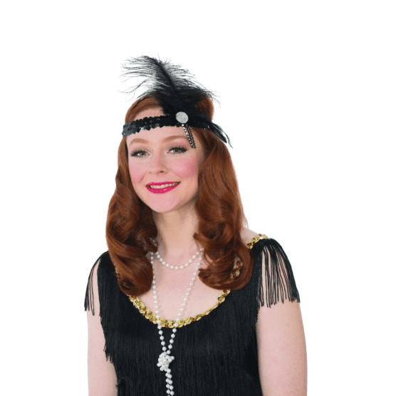 Roaring 20's Black Jeweled Flapper Headband