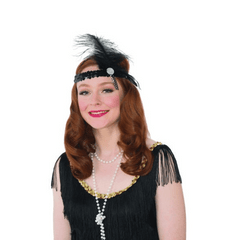 Roaring 20's Black Jeweled Flapper Headband