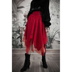 Eyelet Tie Rope Mesh Half Skirt