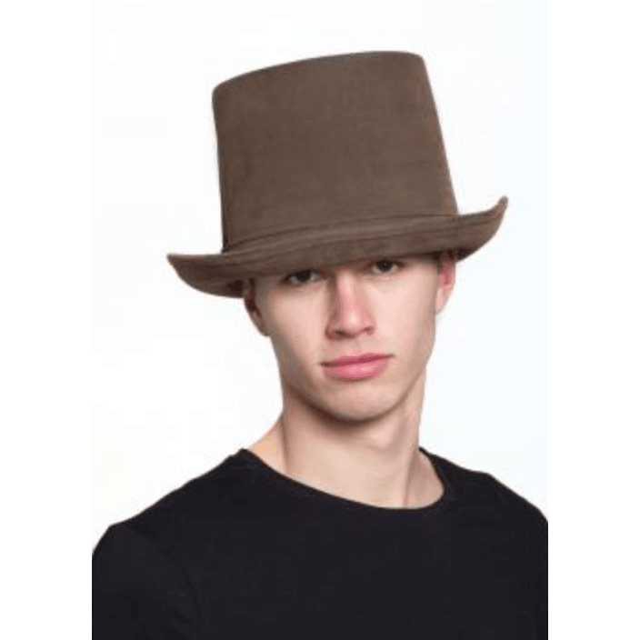 Brown Leather Like Steampunk Top Hat