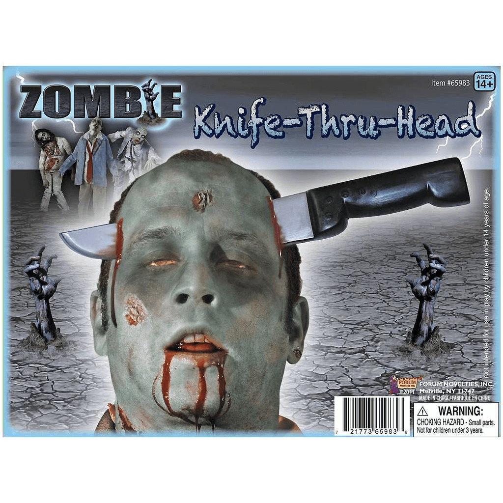 Zombie Knife Thru Head Prop