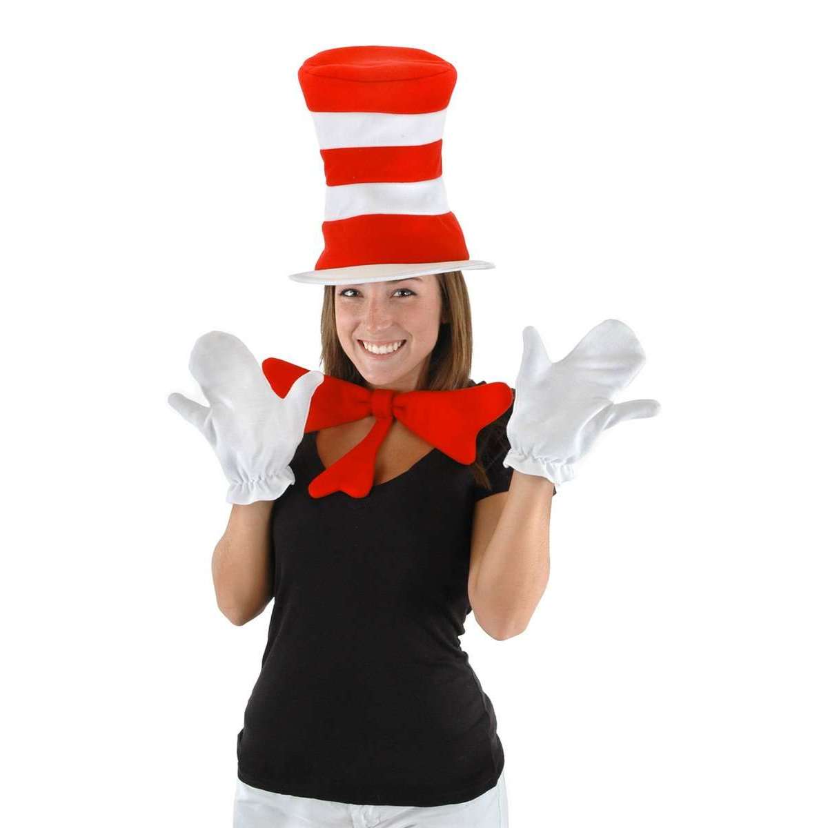 Dr Seuss Cat in the Hat Hat, Bow Tie & Gloves Adult Kit