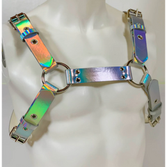 Rainbow Silver Bulldog Harness