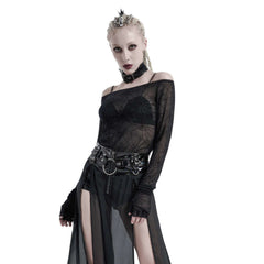 Spiderweb Off The Shoulder Mesh Shirt