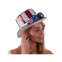 American Flag Sequin Top Hat & Goggles