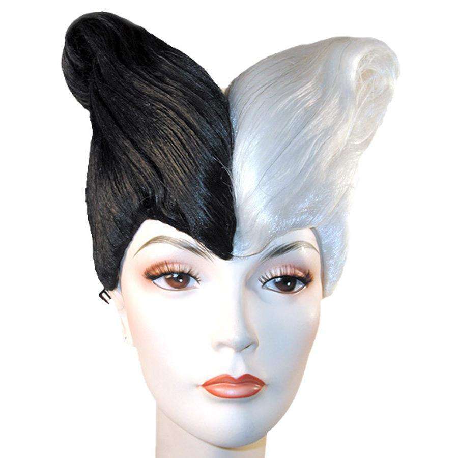 Split Dye Black & White Updo Wig