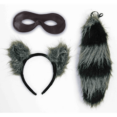 Raccoon Ears, Mask & Tail Set