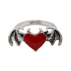 Bat Wing Heart Stone Ring