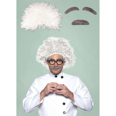 Scientist Accessory Kit w/ White Wig, Eyebrows & Mustache