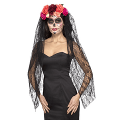 Day of the Dead Headband with Veil