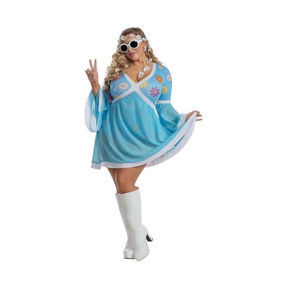 Flower Power Women's Sexy 60's Plus Size Costume