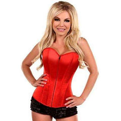 Lavish Red Sweetheart Front Zipper Overbust Corset