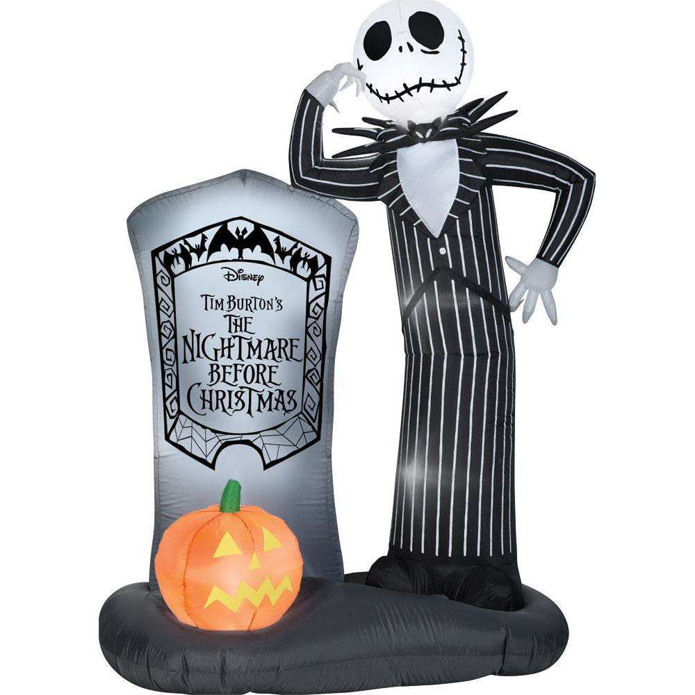 6' Nightmare Before Christmas Jack Skellington & Tombstone 6' Inflatable Decoration