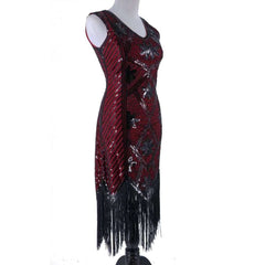 Red & Black Beaded Flapper Dress