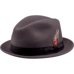 Grey Pinched Stingy Fedora Hat