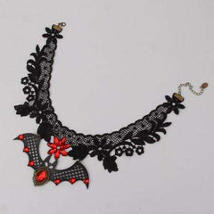 Red Stones Lace Bat Choker