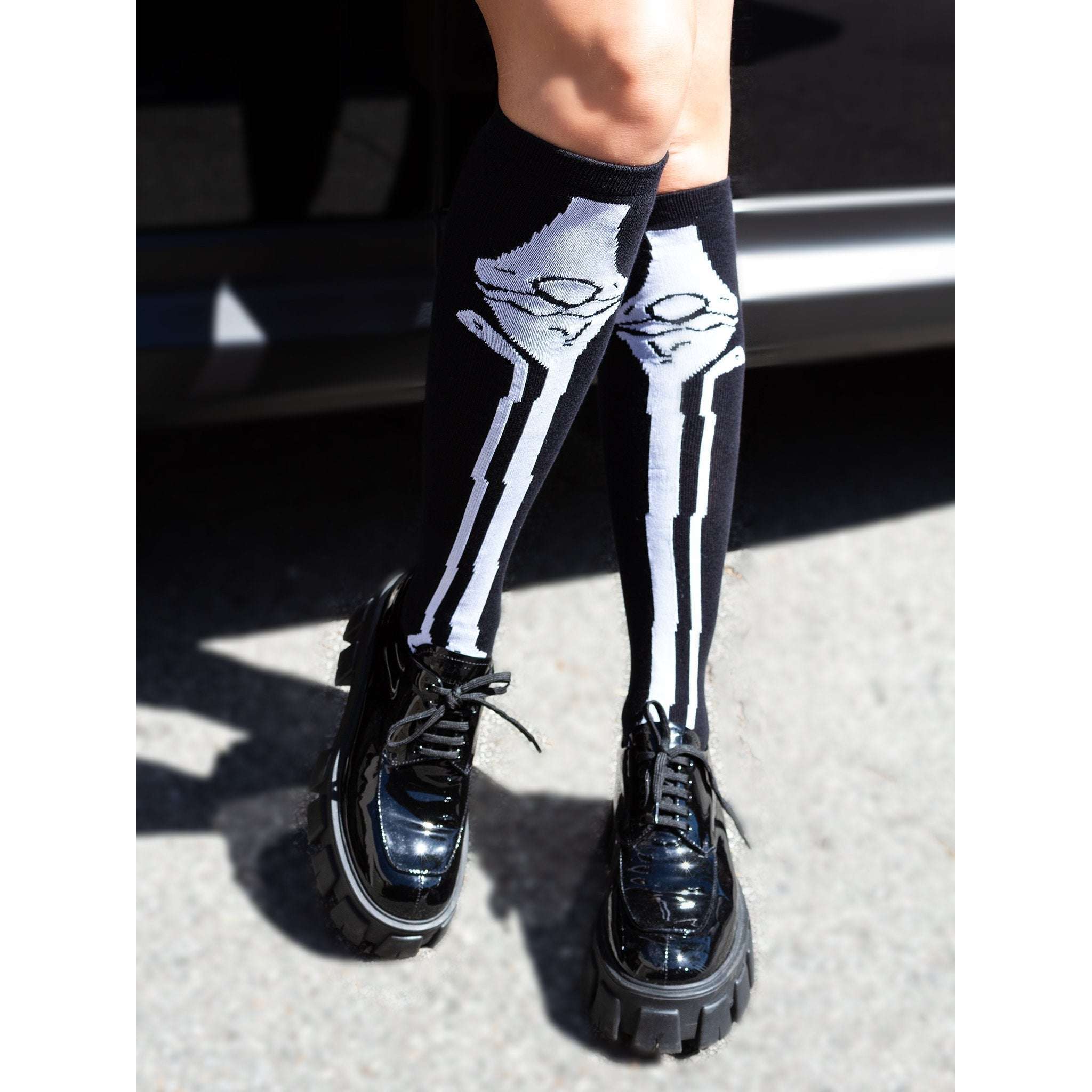 Acrylic Skeleton Over the Knee Socks