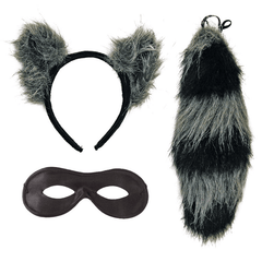 Raccoon Ears, Mask & Tail Set