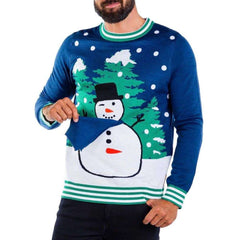 Men's Peekaboo Snowman Ugly Christmas Sweater