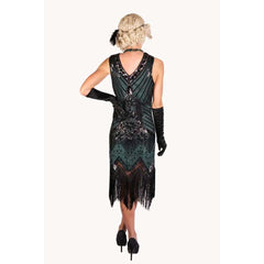 Green Beaded Flapper Fringe Dress