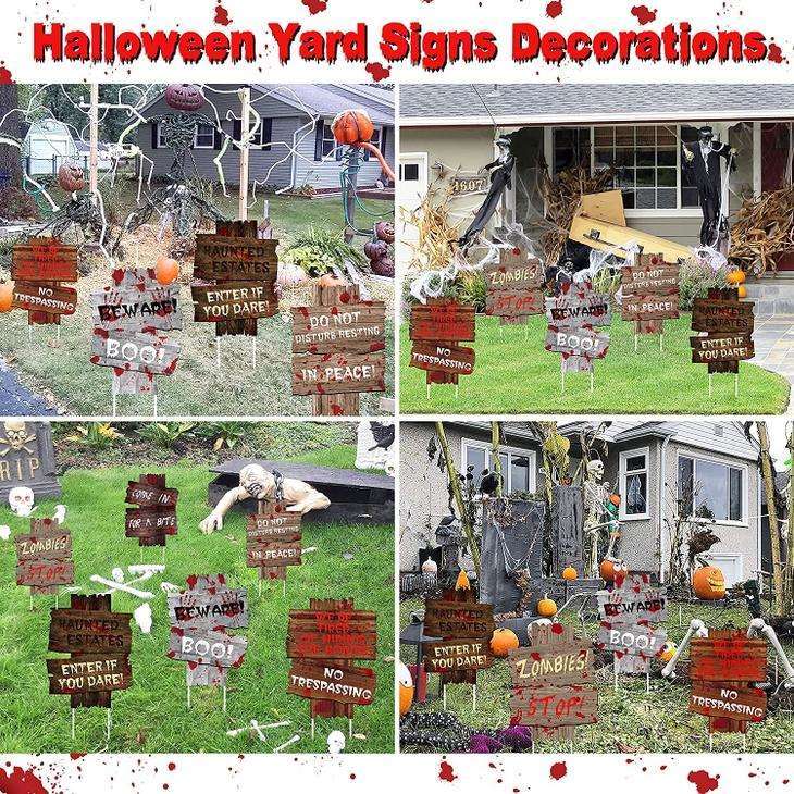 Yard Signs Halloween Decorations - 6 Pieces