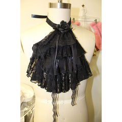 Black Lace Floral Jabot