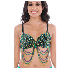 Mardi Gras Bead Fringe Bra