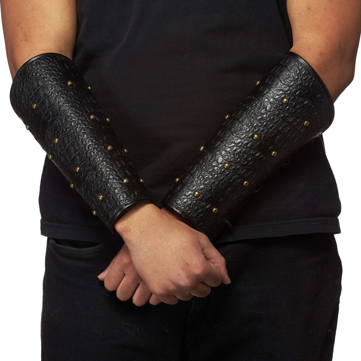 Leatherlike Studded Slaughter Wrist Armour Set