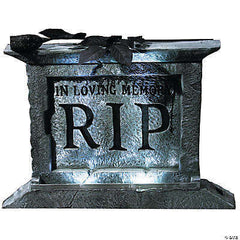 Tombstone Pedestal with Rose Halloween Decoration