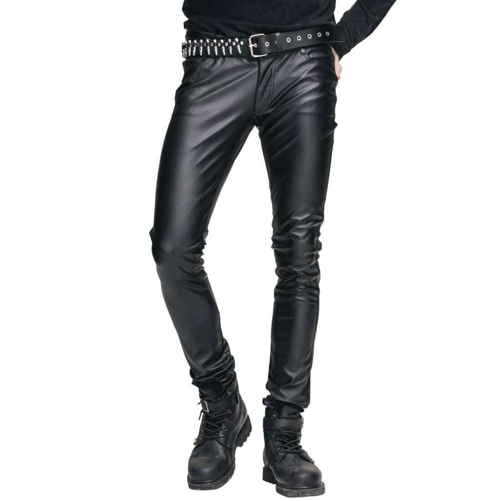 Punk Black Pleather Pants