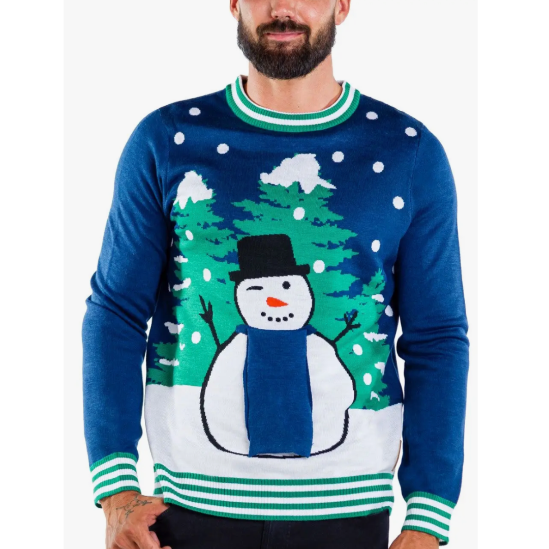 Men's Peekaboo Snowman Ugly Christmas Sweater