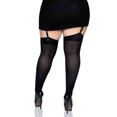 Plus Size Opaque Nylon Thigh High Stockings