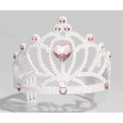 White Glitter Pink Heart Kids Tiara