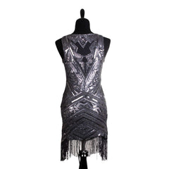 Grey Art Deco Sequin Flapper Dress