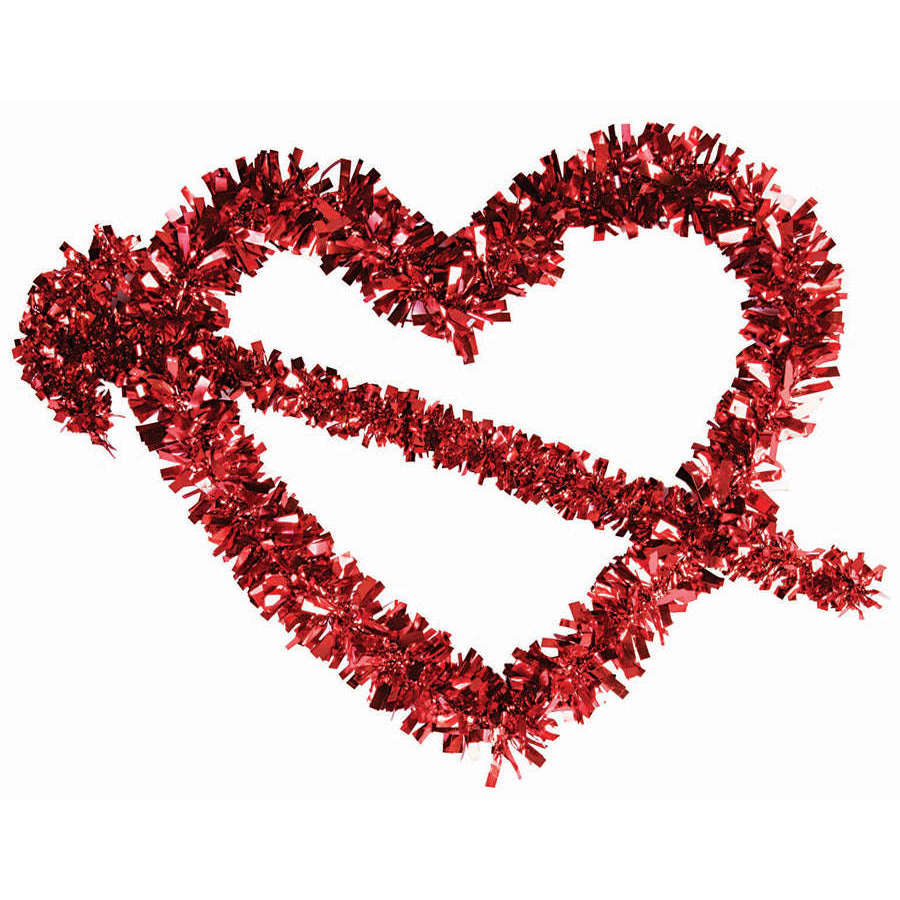 Red Tinsel Heart And Arrow Valentine's Day Wall Decor