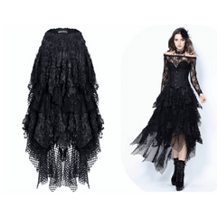 Gothic Messy Mesh and Lace Skirt