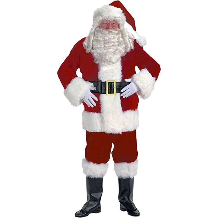 Authentic Burgundy Velvet Professional Santa Suit Adult Costume