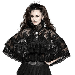 Black Lolita Lace Double Layer Cloak