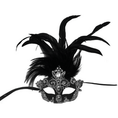 Rochelle Feathered Venetian Lace Mask