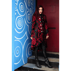 Red Brocade on Black Velvet Lionheart Coat