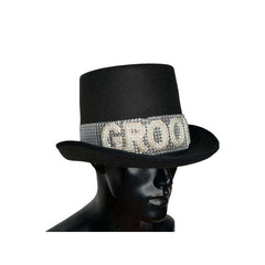 Rhinestone Groom Black Top Hat