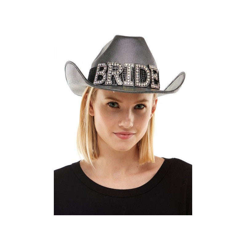 Silver Bride Cowboy Hat with Rhinestones