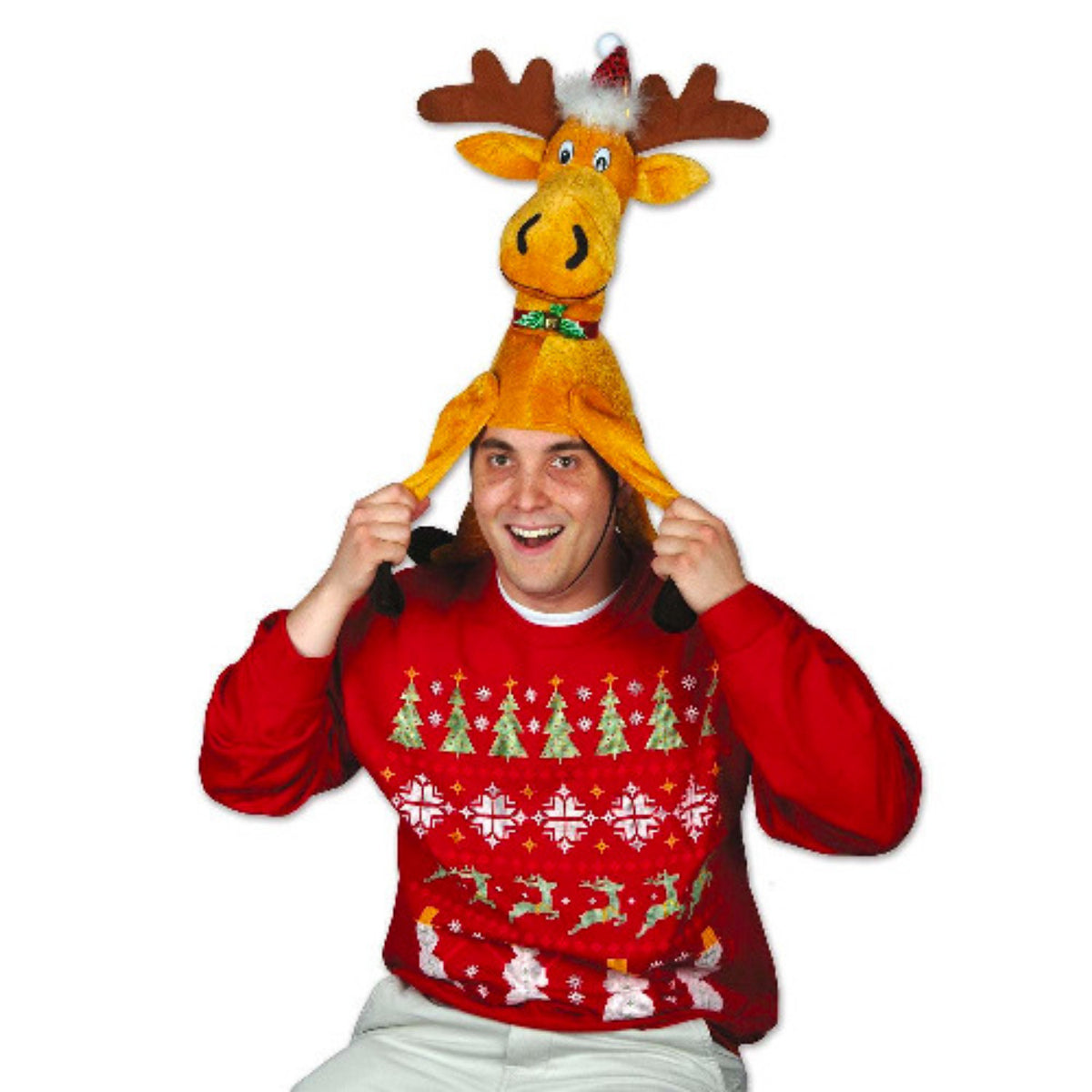 Plush Christmas Moose Hat