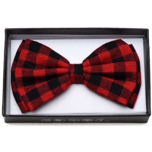 Red & Black Check Plaid Bow Tie