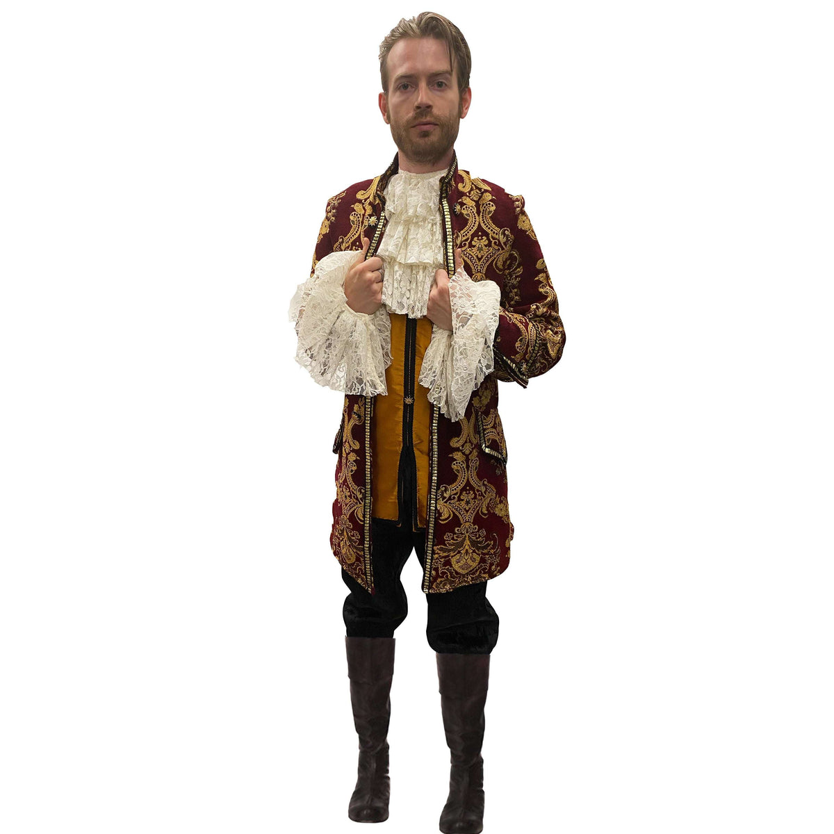 Colonial Burgundy Jacquard Men's Costume